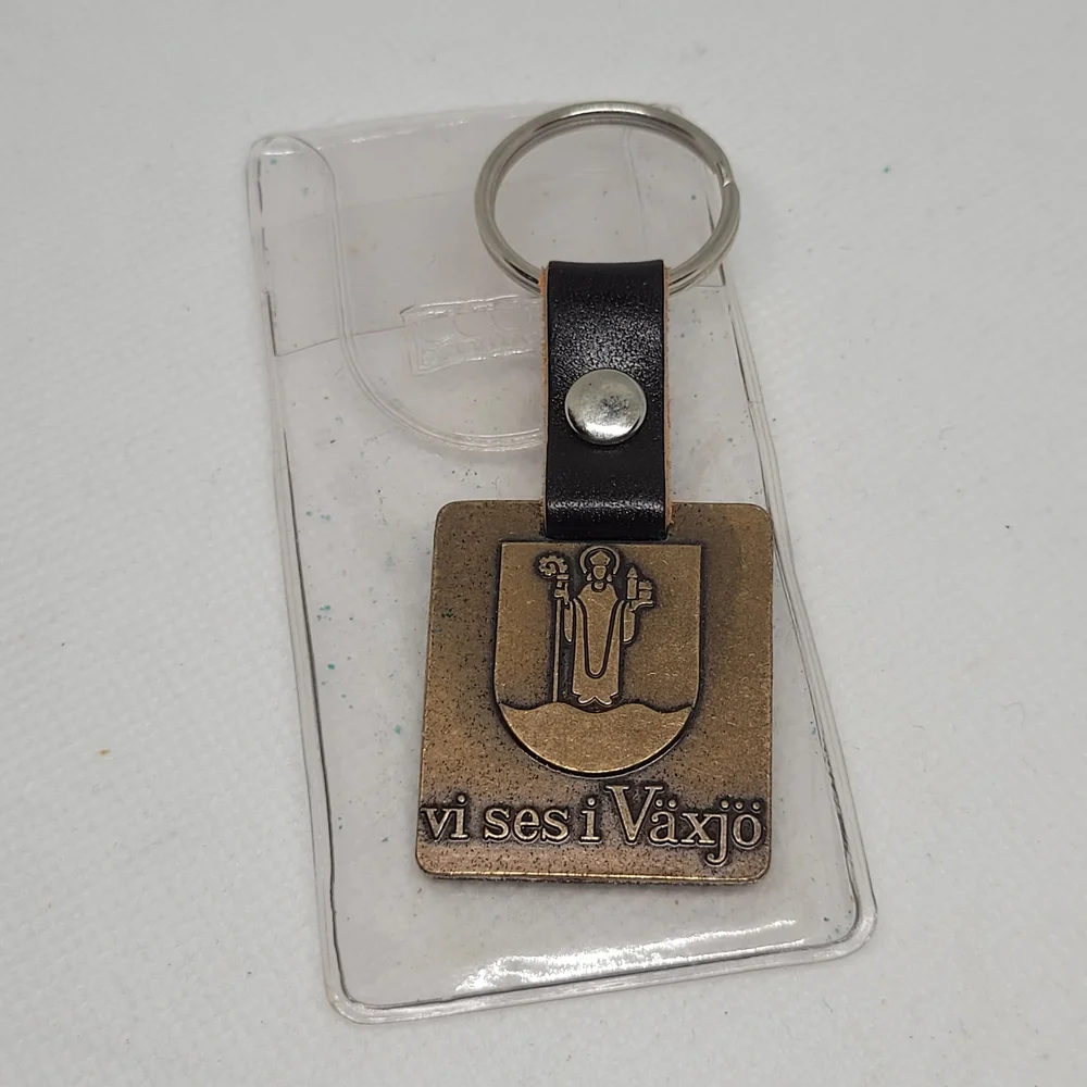 Vintage Swedish Brass Keychain Sporrong Vi Ses I Växjö Cathedral